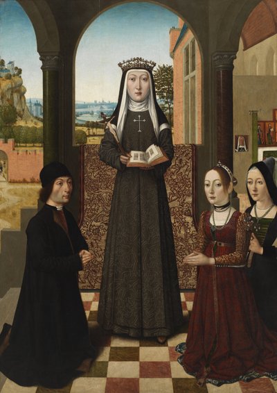 St. Catherine of Bologna with Three Donors by Master of the Baroncelli Portraits